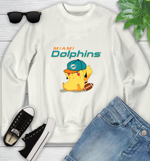 NFL Pikachu Football Sports Miami Dolphins Youth Sweatshirt