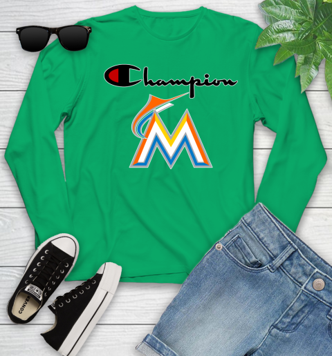 MLB Baseball Miami Marlins Champion Shirt Youth Long Sleeve 4