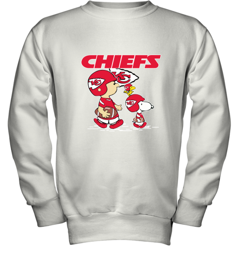 Kansas City Chiefs Let's Play Football Together Snoopy NFL Youth Sweatshirt