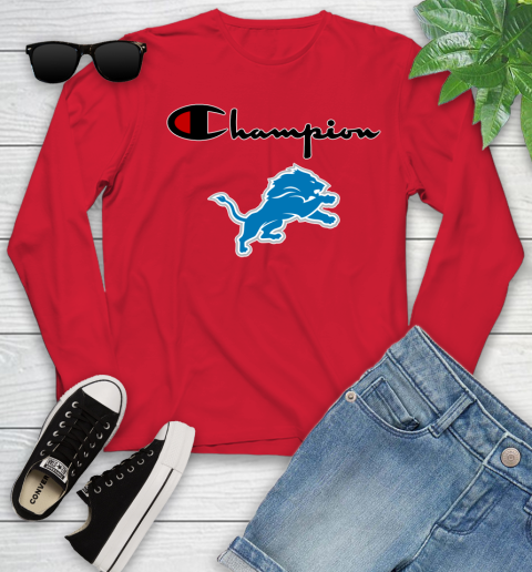 NFL Football Detroit Lions Champion Shirt Youth Long Sleeve 9