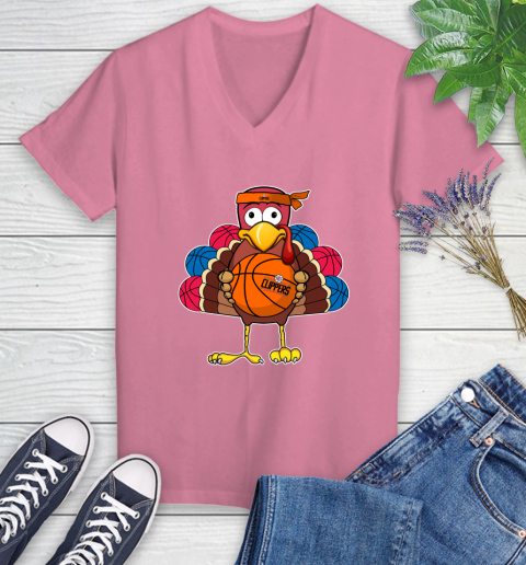 LA Clippers Turkey thanksgiving day Women's V-Neck T-Shirt 13