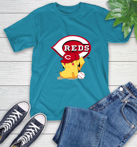 MLB Pikachu Baseball Sports Cincinnati Reds T-Shirt 8