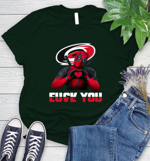 NHL Carolina Hurricanes Deadpool Love You Fuck You Hockey Sports Women's T-Shirt 6