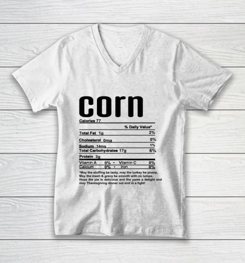 Thanksgiving Christmas Corn Nutritional Facts V-Neck T-Shirt