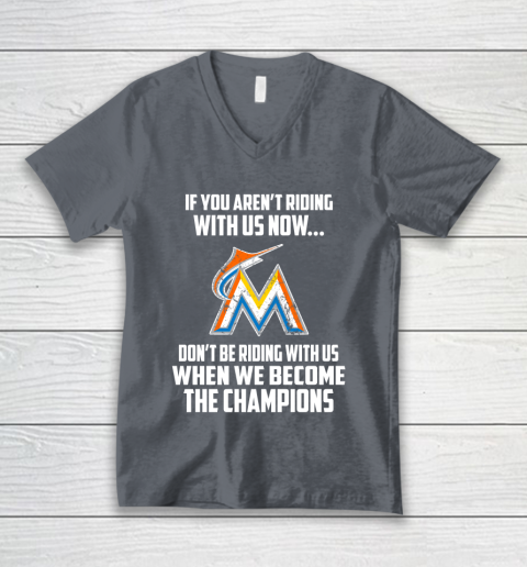 MLB Miami Marlins Baseball We Become The Champions V-Neck T-Shirt 4