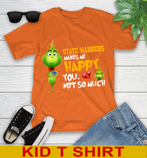 NBA Golden State Warriors Makes Me Happy You Not So Much Grinch Basketball Sports Youth T-Shirt 8