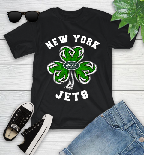 NFL New York Jets Three Leaf Clover St Patrick's Day Football Sports Youth T-Shirt