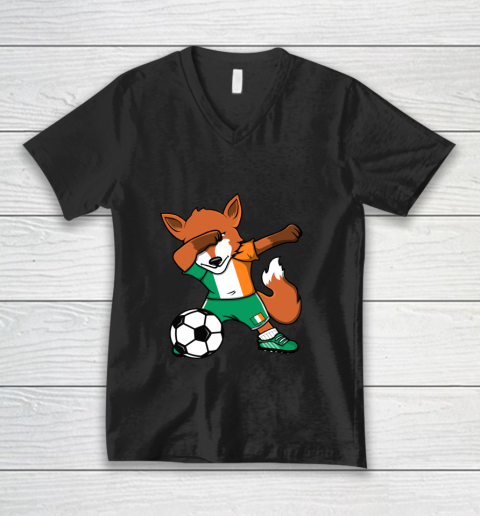 Dabbing Fox Ireland Soccer Fans Jersey Irish Football Lovers V-Neck T-Shirt