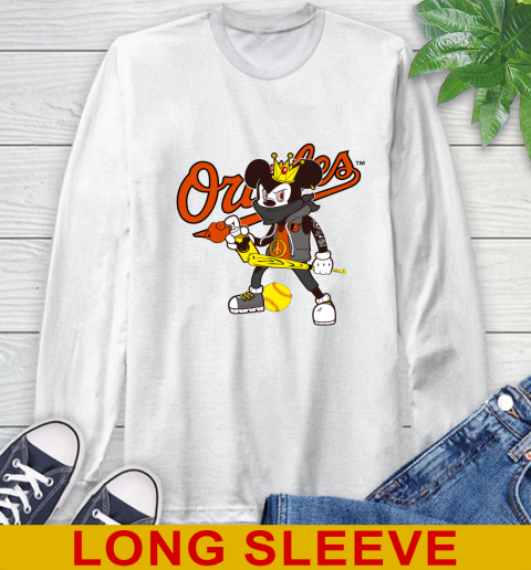 Baltimore Orioles MLB Baseball Mickey Peace Sign Sports Long Sleeve T-Shirt