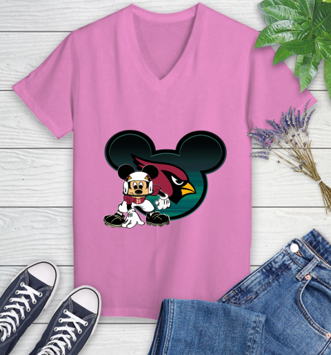 NFL Arizona Cardinals Mickey Mouse Disney Football T Shirt Women's V-Neck T-Shirt 14