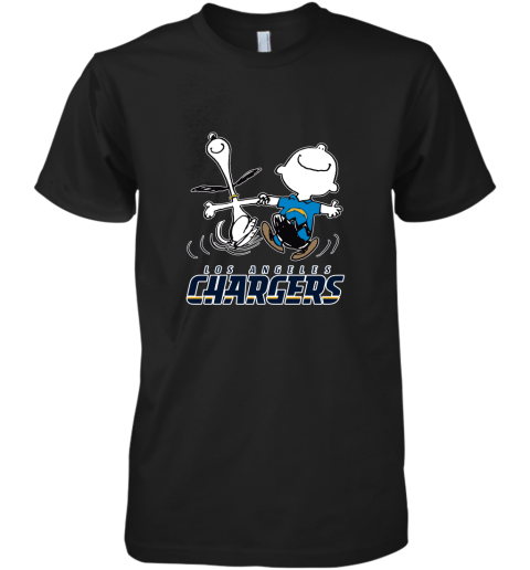 Snoopy And Charlie Brown Happy Los Angeles Chargers Fans Premium Men's T-Shirt