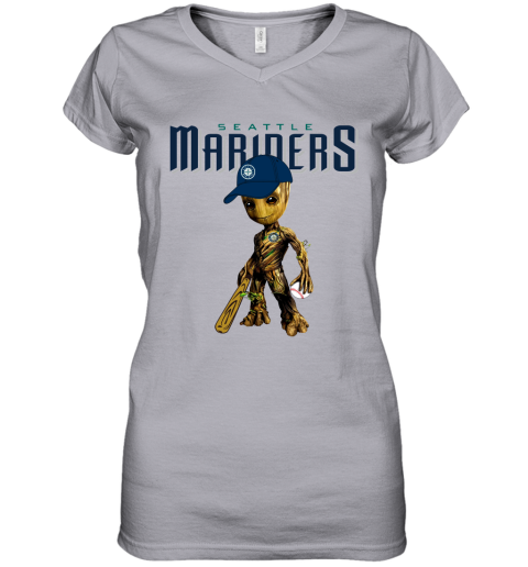 Baseball Mickey Team Seattle Mariners Women's V-Neck T-Shirt 