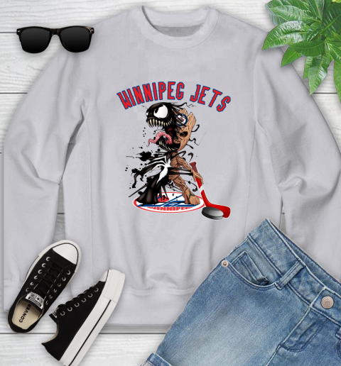 NHL Winnipeg Jets Hockey Venom Groot Guardians Of The Galaxy Youth Sweatshirt 4