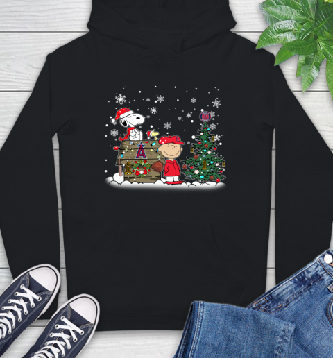 MLB Los Angeles Angels Snoopy Charlie Brown Christmas Baseball Commissioner's Trophy Hoodie