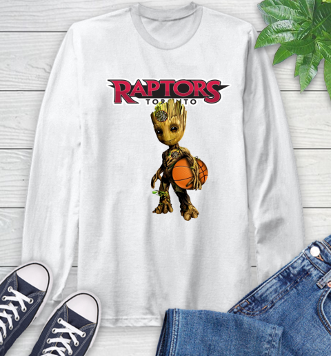 Toronto Raptors NBA Basketball Groot Marvel Guardians Of The Galaxy Long Sleeve T-Shirt