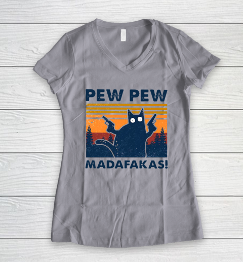 Cat Pew Pew Madafakas Vintage Women's V-Neck T-Shirt 2
