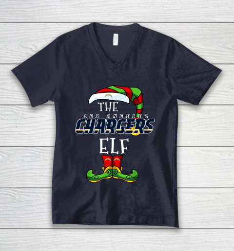 Los Angeles Chargers Christmas ELF Funny NFL V-Neck T-Shirt 2