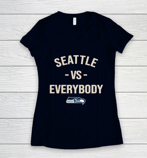 Seattle Seahawks Vs Everybody Women's V-Neck T-Shirt 2