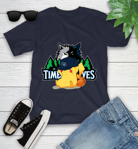 NBA Pikachu Basketball Sports Minnesota Timberwolves Youth T-Shirt 3