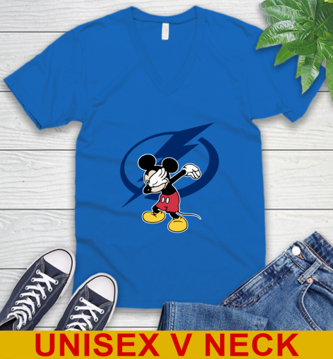 Tampa Bay Lightning NHL Hockey Dabbing Mickey Disney Sports V-Neck T-Shirt - Image 7