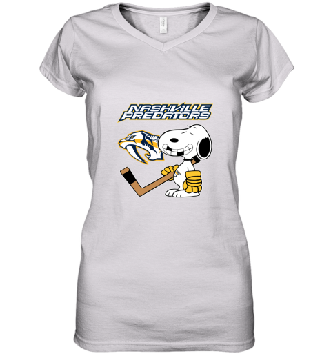 Nashville Predators Ice Hockey Broken Teeth Snoopy NHL Women's V-Neck T-Shirt