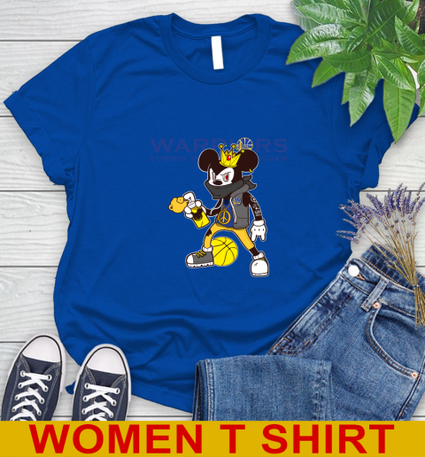 Golden State Warriors NBA Basketball Mickey Peace Sign Sports Women's T-Shirt 9