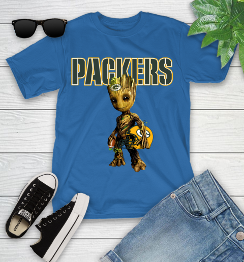 Green Bay Packers NFL Football Groot Marvel Guardians Of The Galaxy Youth T-Shirt 9