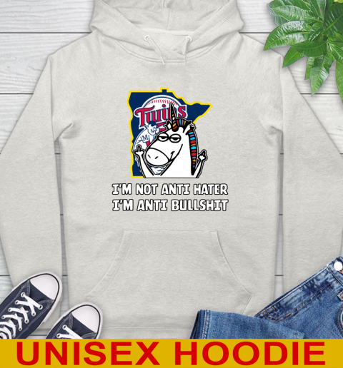 Minnesota Twins MLB Baseball Unicorn I'm Not Anti Hater I'm Anti Bullshit Hoodie 12