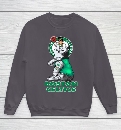 NBA Basketball My Cat Loves Boston Celtics Youth Sweatshirt 5