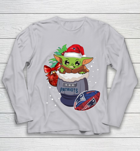 New England Patriots Christmas Baby Yoda Star Wars Funny Happy NFL Youth Long Sleeve 5