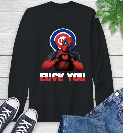 MLB Chicago Cubs Deadpool Love You Fuck You Baseball Sports Long Sleeve T-Shirt