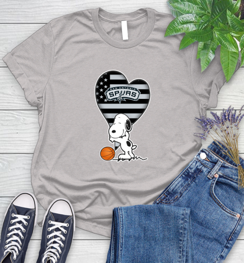 San Antonio Spurs NBA Basketball The Peanuts Movie Adorable Snoopy Women's T-Shirt 10