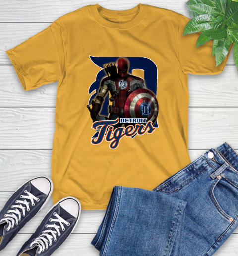 MLB Captain America Thor Spider Man Hawkeye Avengers Endgame Baseball Detroit Tigers T-Shirt 3
