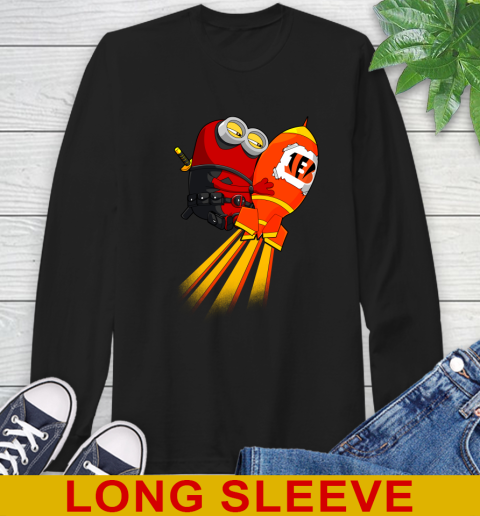 NFL Football Cincinnati Bengals Deadpool Minion Marvel Shirt Long Sleeve T-Shirt