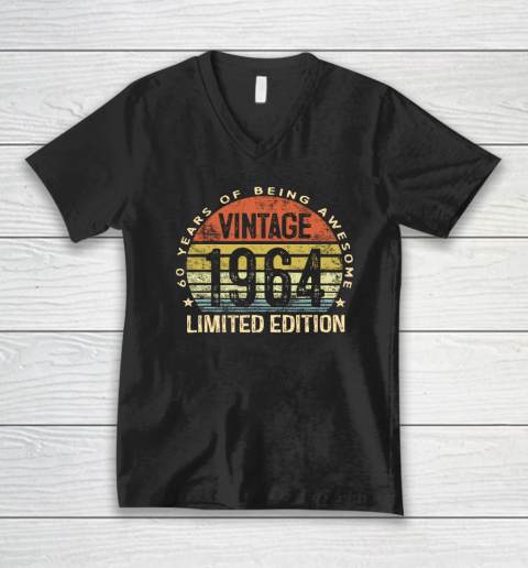 60 Year Old Gifts Vintage 1964 Limited Edition 60th Birthday V-Neck T-Shirt