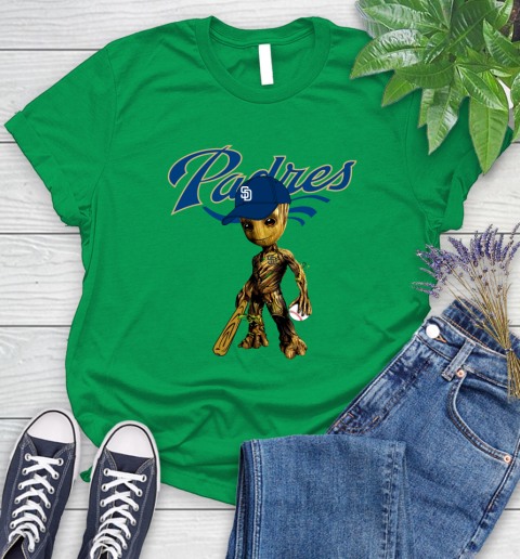 MLB San Diego Padres Groot Guardians Of The Galaxy Baseball Women's T-Shirt 6