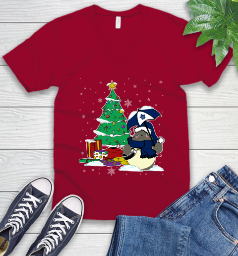 Toronto Maple Leafs NHL Hockey Cute Tonari No Totoro Christmas Sports V-Neck T-Shirt 7