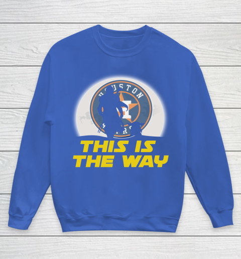 Houston Astros MLB Baseball Star Wars Yoda And Mandalorian This Is The Way Youth Sweatshirt 6