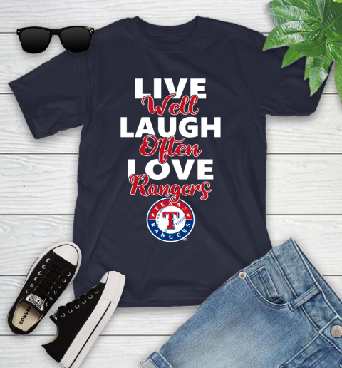 MLB Baseball Texas Rangers Live Well Laugh Often Love Shirt Youth T-Shirt 2