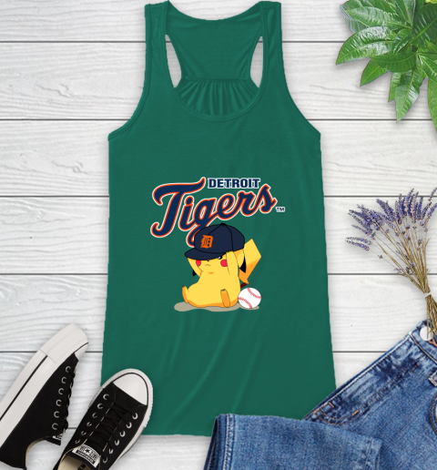MLB Pikachu Baseball Sports Detroit Tigers Racerback Tank 7