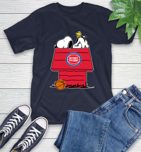 Detroit Pistons NBA Basketball Snoopy Woodstock The Peanuts Movie T-Shirt 4