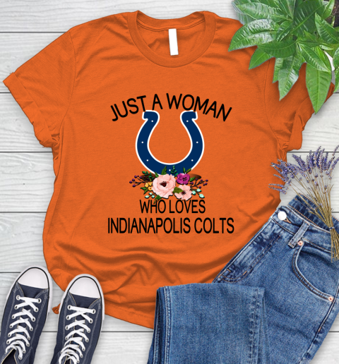 NFL Just A Woman Who Loves Indianapolis Colts Football Sports Women's T-Shirt 2