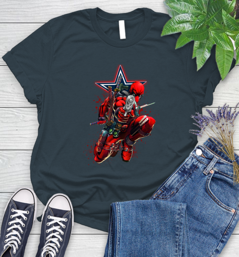 NFL Deadpool Marvel Comics Sports Football Dallas Cowboys Women's T-Shirt 8