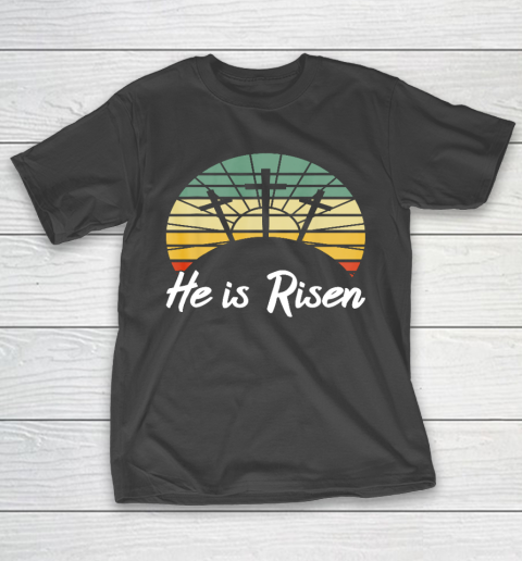 Retro He Is Risen Christian Jesus Christ Religious Easter T-Shirt