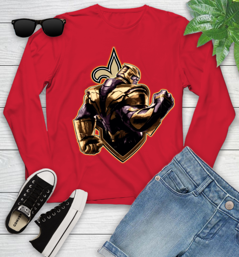 NFL Thanos Avengers Endgame Football Sports New Orleans Saints Youth Long Sleeve 11