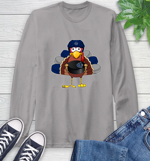 Vancouver Canucks Turkey Thanksgiving Day Long Sleeve T-Shirt 6