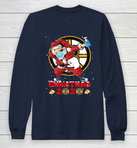 Boston Bruins Funny Santa Claus Dabbing Christmas 2020 NHL Long Sleeve T-Shirt 2