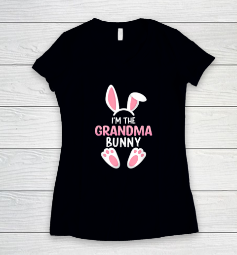 I'm The Grandma Bunny T Shirt Easter Family Women's V-Neck T-Shirt
