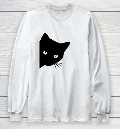 Black Cat Face Watching Funny Cat Halloween Gifts Cat Lovers T Shirt.QZSPTYUYC4 Long Sleeve T-Shirt