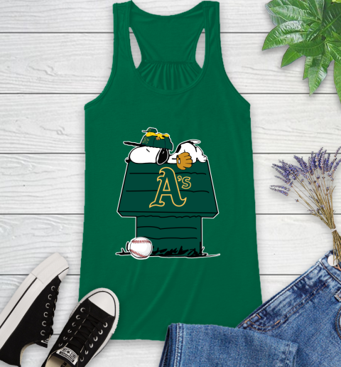 MLB Oakland Athletics Snoopy Woodstock The Peanuts Movie Baseball T Shirt Racerback Tank 7